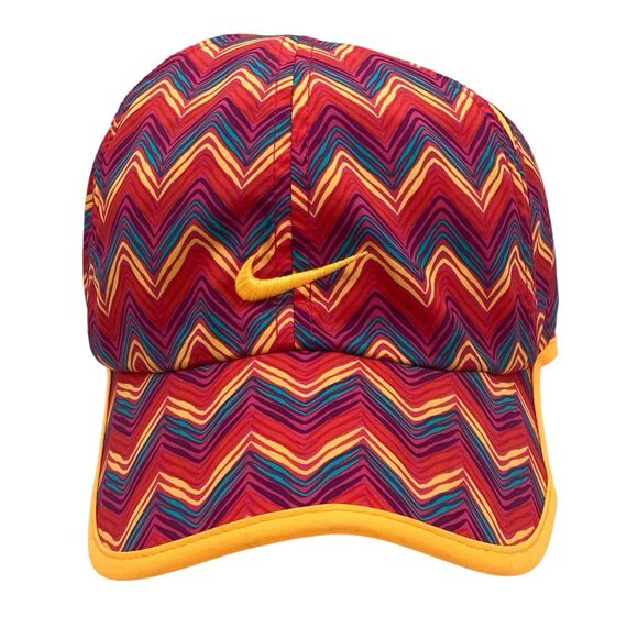 Nike FeatherLight Colorful Rainbow Zig Zag Running Tennis Strap Back Hat (H27) - Picture 1 of 9